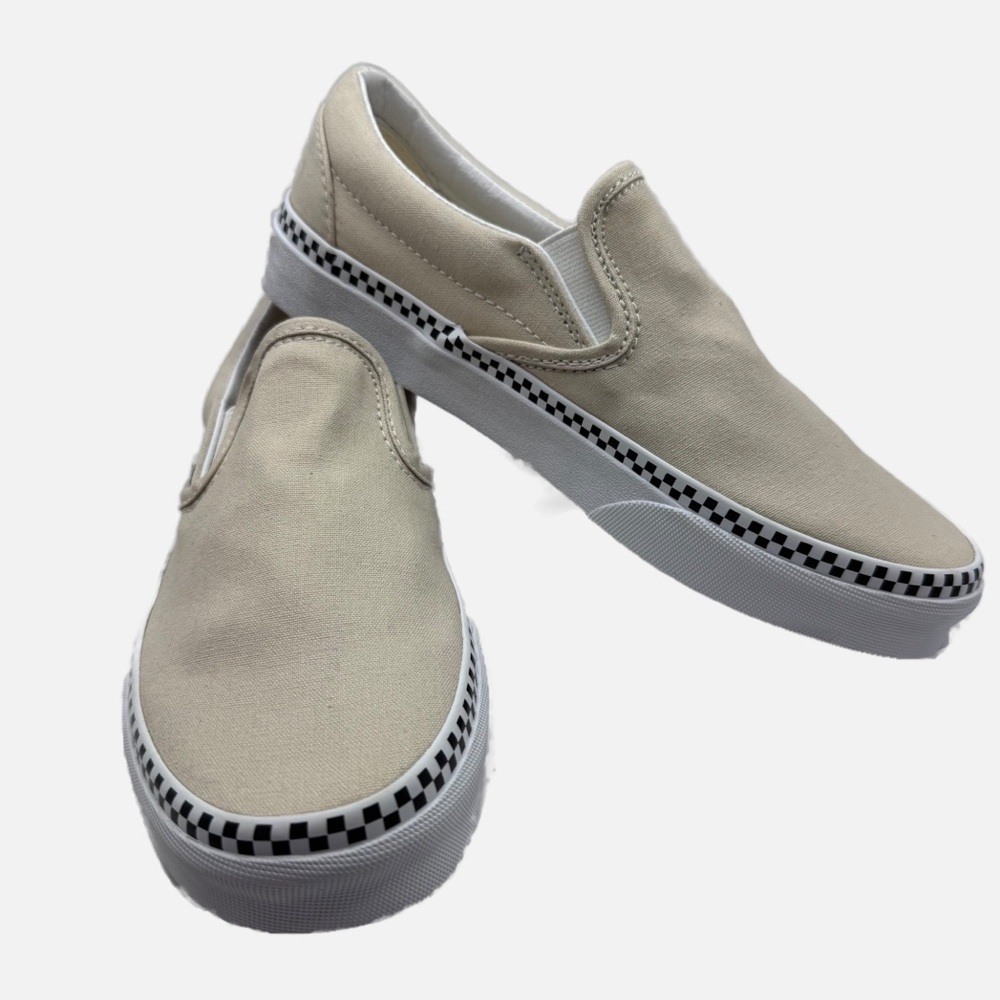 Vans NWOT beige classic slip ons with checker detail 6.5 - Picture 12 of 12